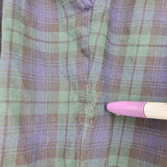 Vintage LL Bean Plaid Pants Mens 35 x 30 Green 1970s Trousers Classic Casual - Picture 13 of 15